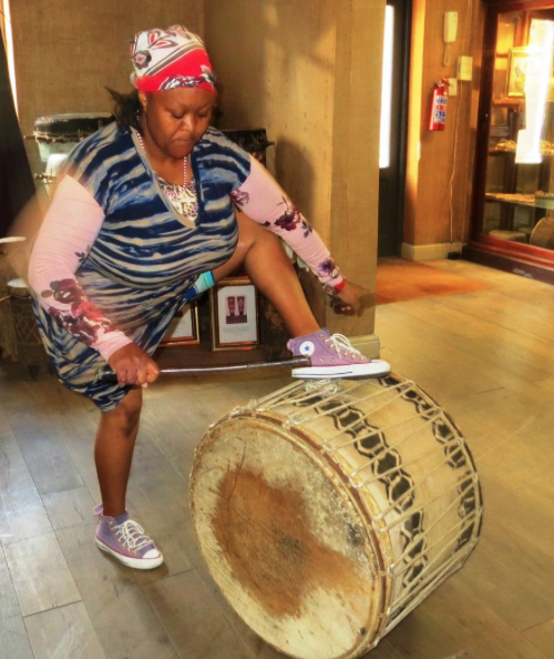 Versatile demonstration of a traditional drum at The Drum Cafe Kathy